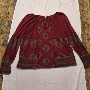 Women's Burgundy Bohemian Top
